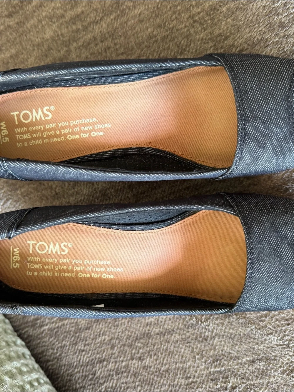 TOMS Denim Canvas Peep-Toe Wedge Espadrilles